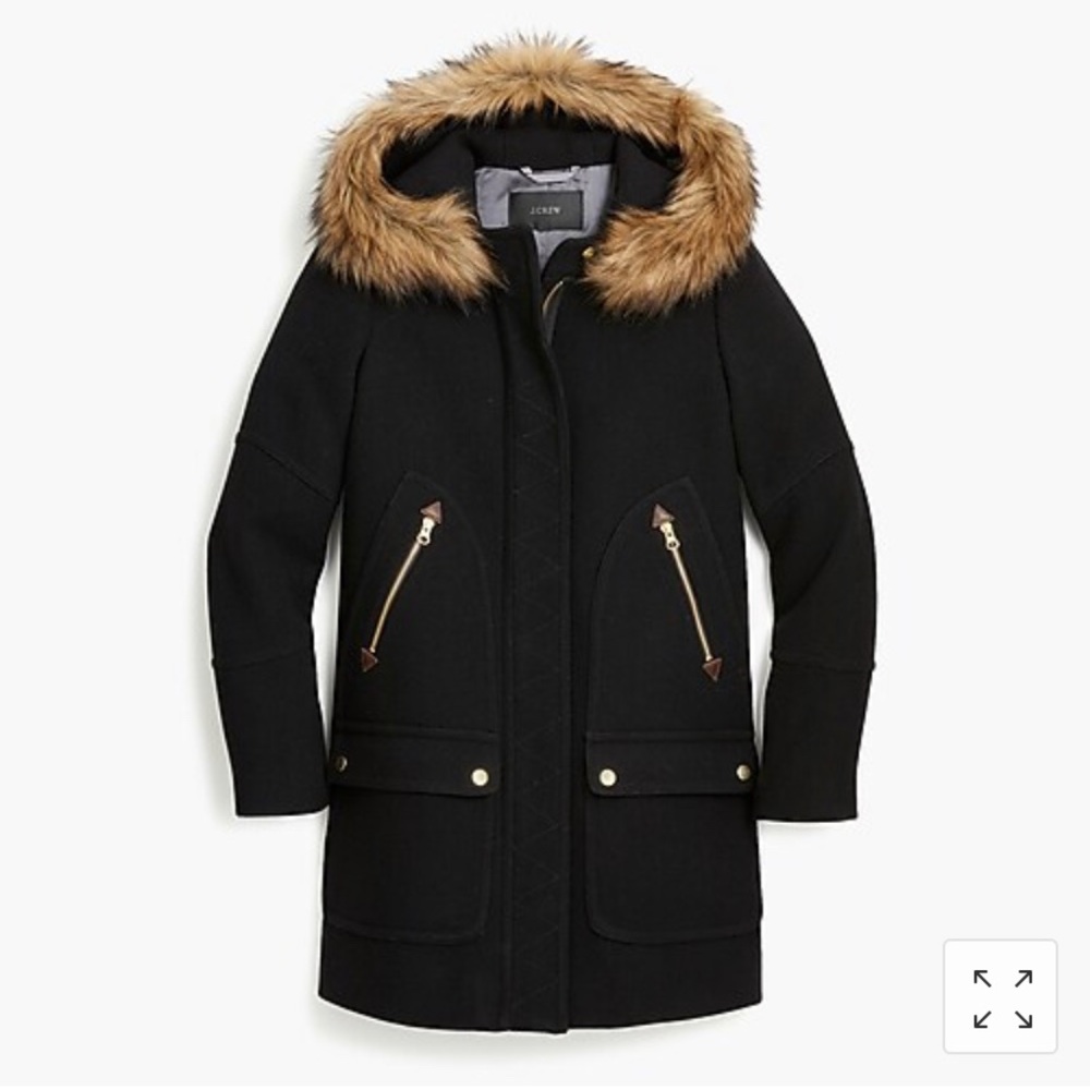 J. Crew Chateau Parka Black Wool Coat 4P